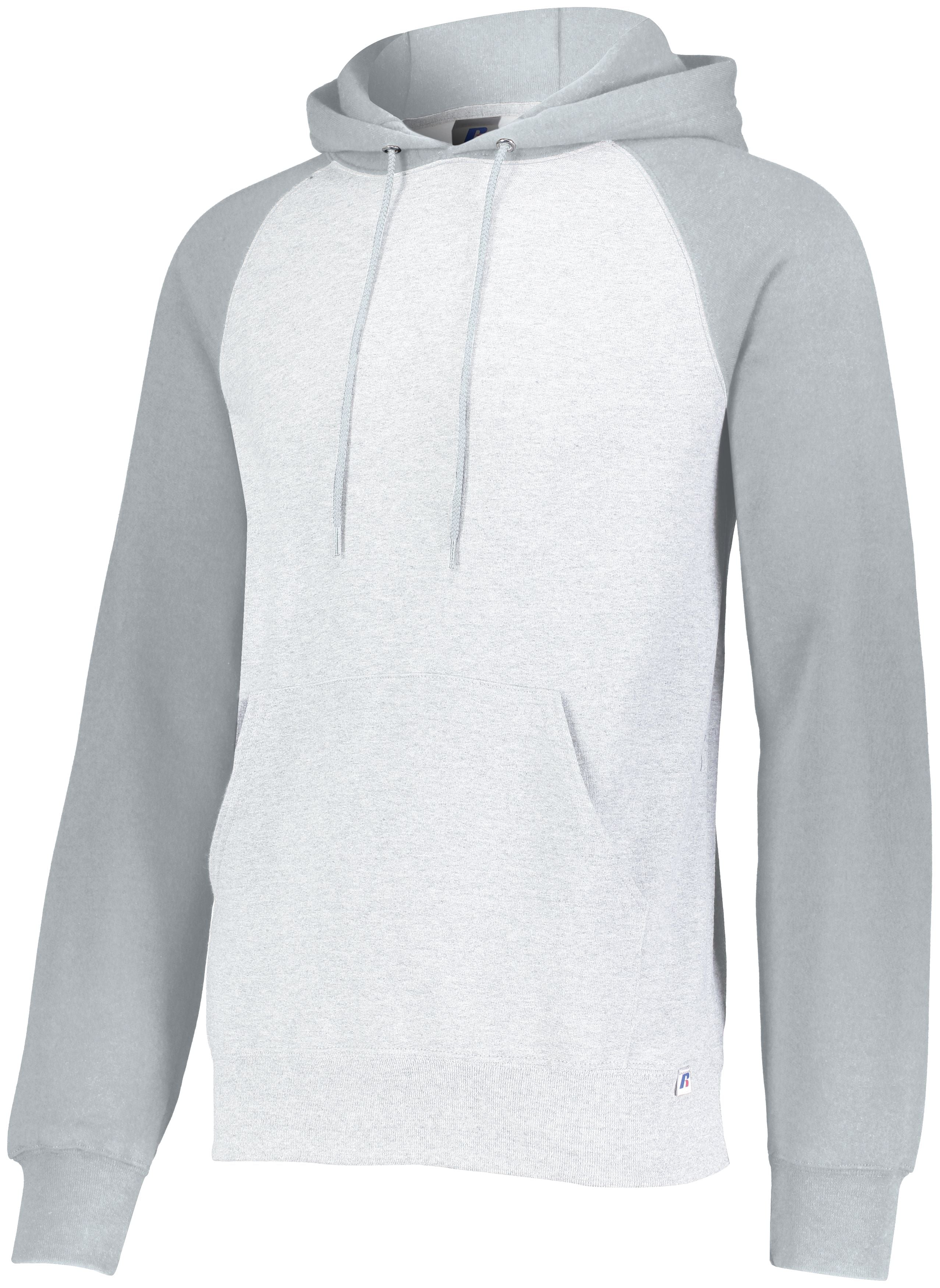 Russell Athletic Dri-Power  Fleece Colorblock Hoodie in White/Oxford  -Part of the Adult, Russell-Athletic-Products, Shirts product lines at KanaleyCreations.com