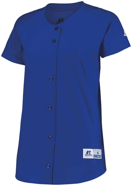 Russell Athletic Ladies Stretch Faux Button Jersey in Royal  -Part of the Ladies, Ladies-Jersey, Softball, Russell-Athletic-Products, Shirts product lines at KanaleyCreations.com