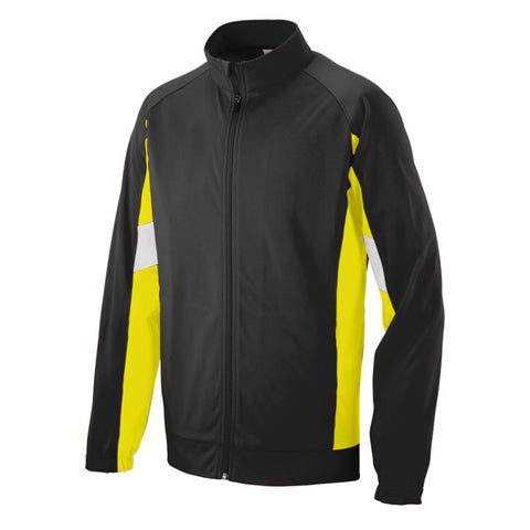 Augusta Sportswear Tour De Force Jacket in Black/Power Yellow/White  -Part of the Adult, Adult-Jacket, Augusta-Products, Outerwear product lines at KanaleyCreations.com