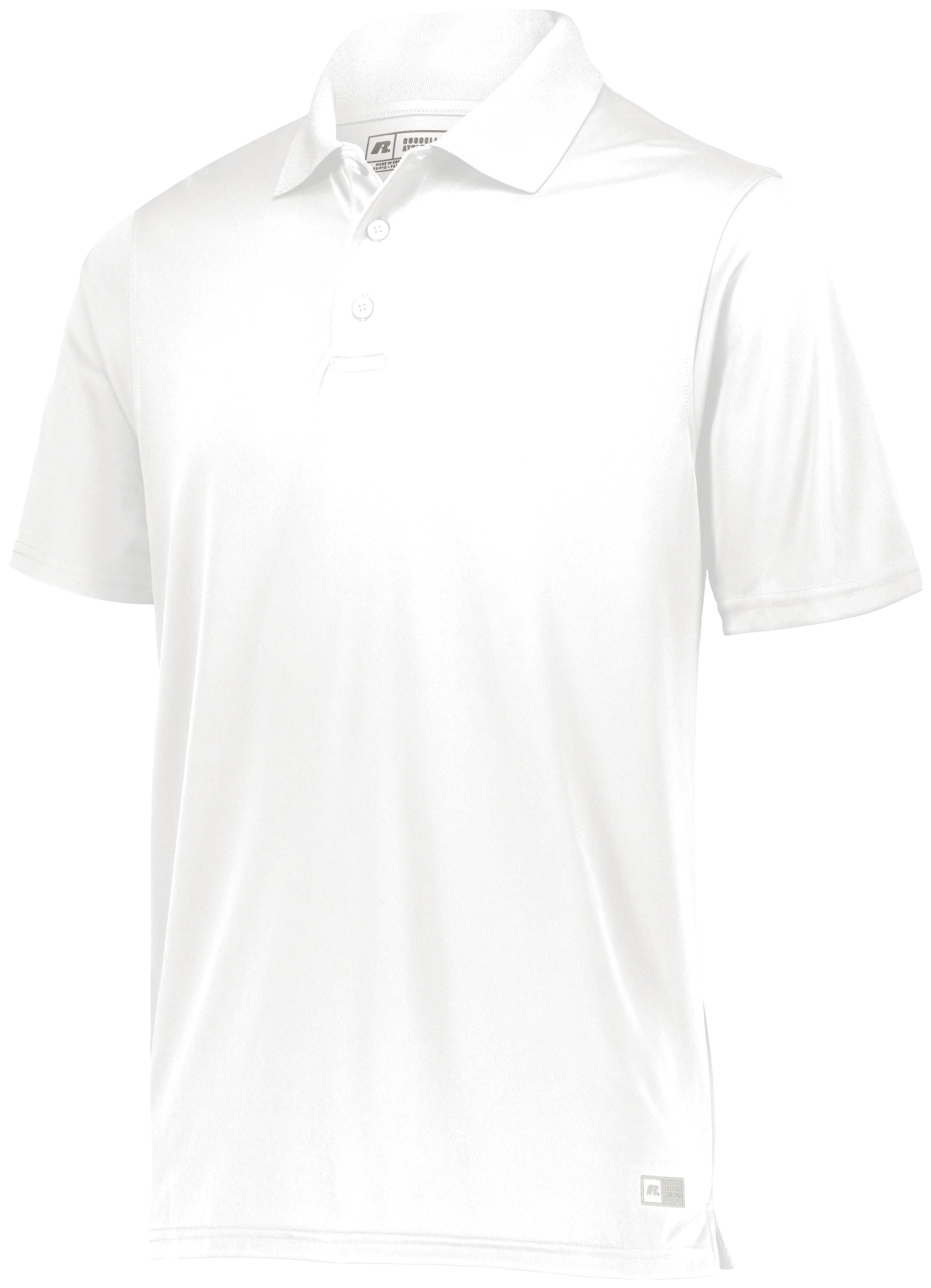 Russell Athletic Essential Polo in White  -Part of the Adult, Adult-Polos, Polos, Russell-Athletic-Products, Shirts, Corporate-Collection product lines at KanaleyCreations.com