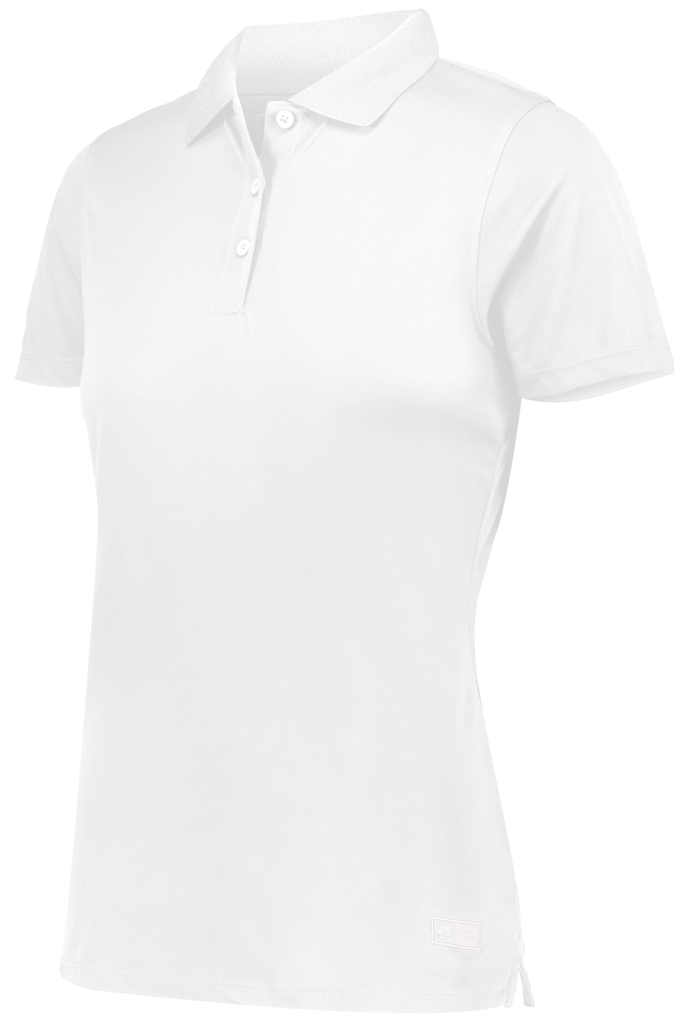 Russell Athletic Ladies Essential Polo in White  -Part of the Ladies, Ladies-Polo, Polos, Russell-Athletic-Products, Shirts, Corporate-Collection product lines at KanaleyCreations.com
