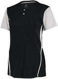 Russell Athletic Ladies Performance Two-Button Color Block Jersey