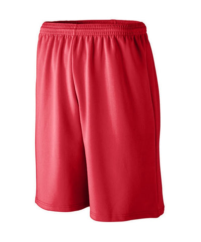 Augusta Sportswear Longer Length Wicking Mesh Athletic Shorts in Red  -Part of the Adult, Adult-Shorts, Augusta-Products product lines at KanaleyCreations.com