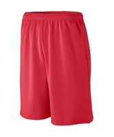 Augusta Sportswear Youth Longer Length Wicking Mesh Athletic Shorts in Red  -Part of the Youth, Youth-Shorts, Augusta-Products product lines at KanaleyCreations.com