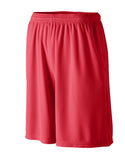 Augusta Sportswear Youth Longer Length Wicking Shorts With Pockets in Red  -Part of the Youth, Youth-Shorts, Augusta-Products product lines at KanaleyCreations.com