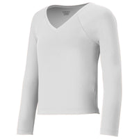 Augusta Sportswear Girls V-Neck Liner in White  -Part of the Girls, Augusta-Products, Cheer, Shirts product lines at KanaleyCreations.com