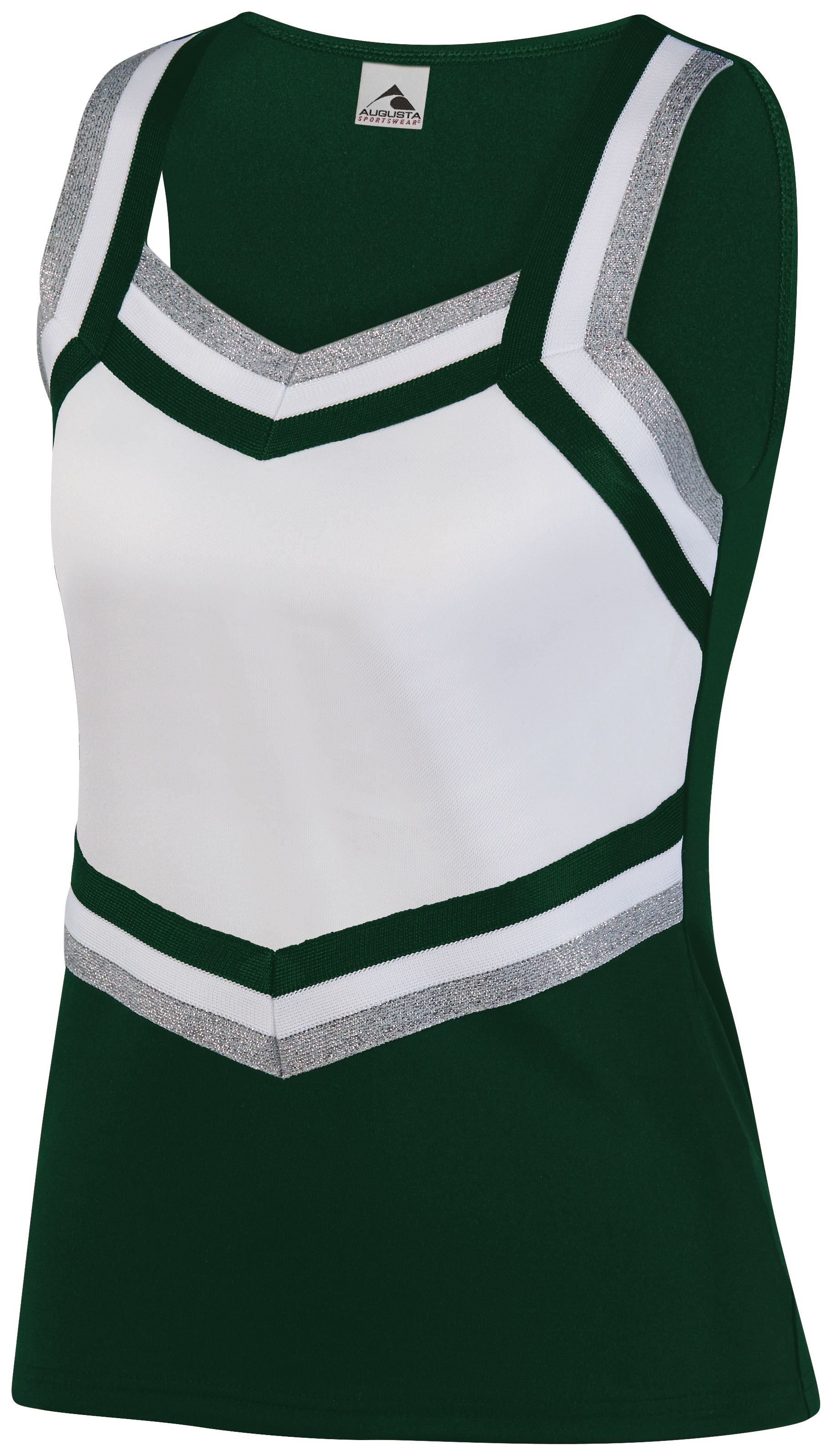 Augusta Sportswear Girls Pike Shell in Dark Green/White/Metallic Silver  -Part of the Girls, Augusta-Products, Cheer, Shirts product lines at KanaleyCreations.com