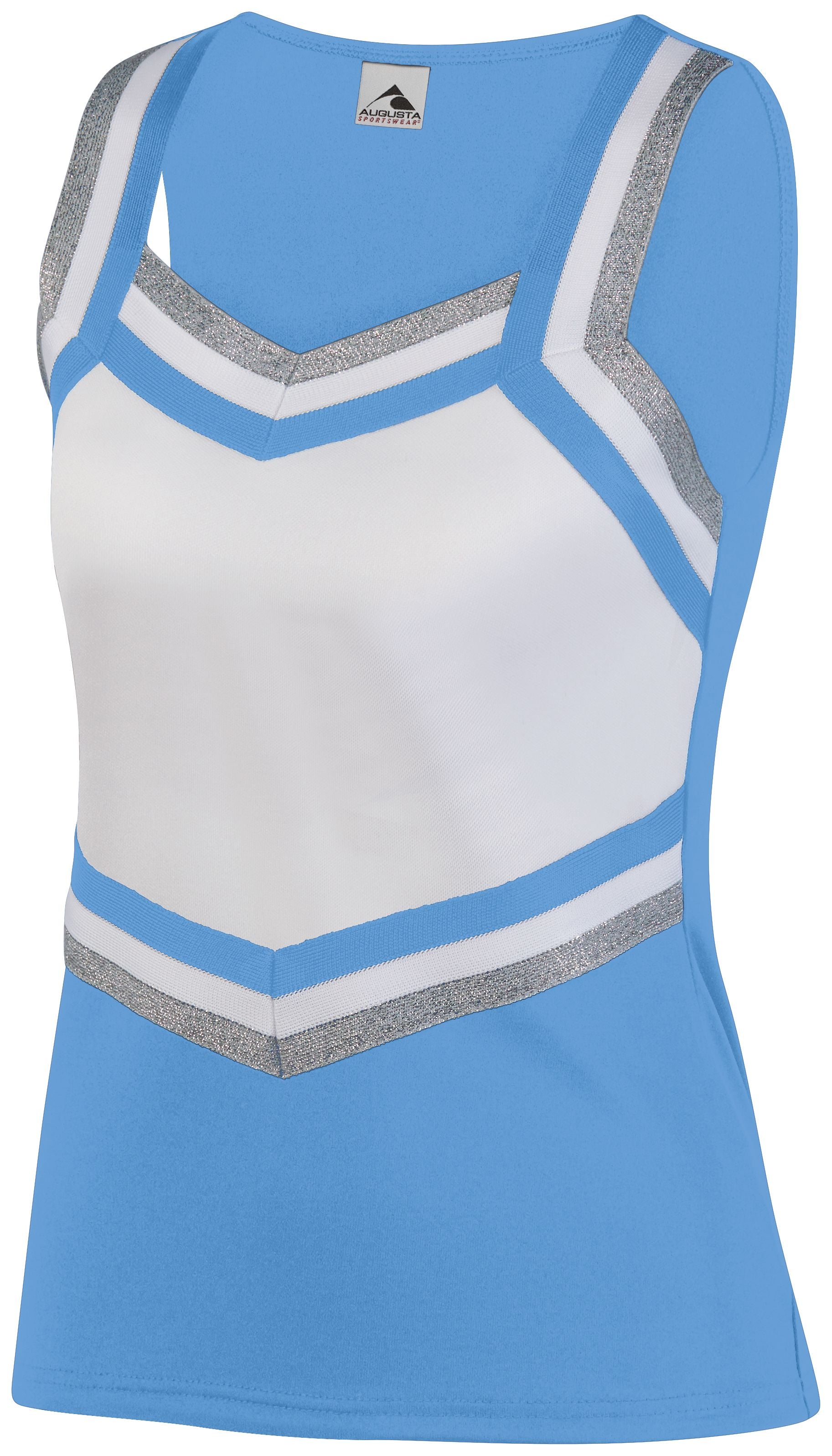 Augusta Sportswear Girls Pike Shell in Columbia Blue/White/Metallic Silver  -Part of the Girls, Augusta-Products, Cheer, Shirts product lines at KanaleyCreations.com