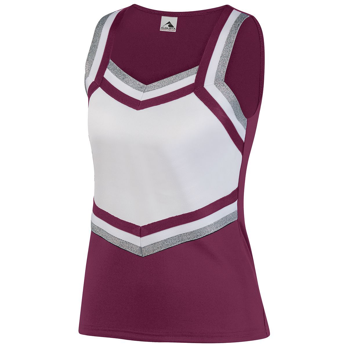 Augusta Sportswear Girls Pike Shell in Maroon/White/Metallic Silver  -Part of the Girls, Augusta-Products, Cheer, Shirts product lines at KanaleyCreations.com