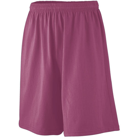 Augusta Sportswear Longer Length Jersey Shorts in Maroon  -Part of the Adult, Adult-Shorts, Augusta-Products product lines at KanaleyCreations.com