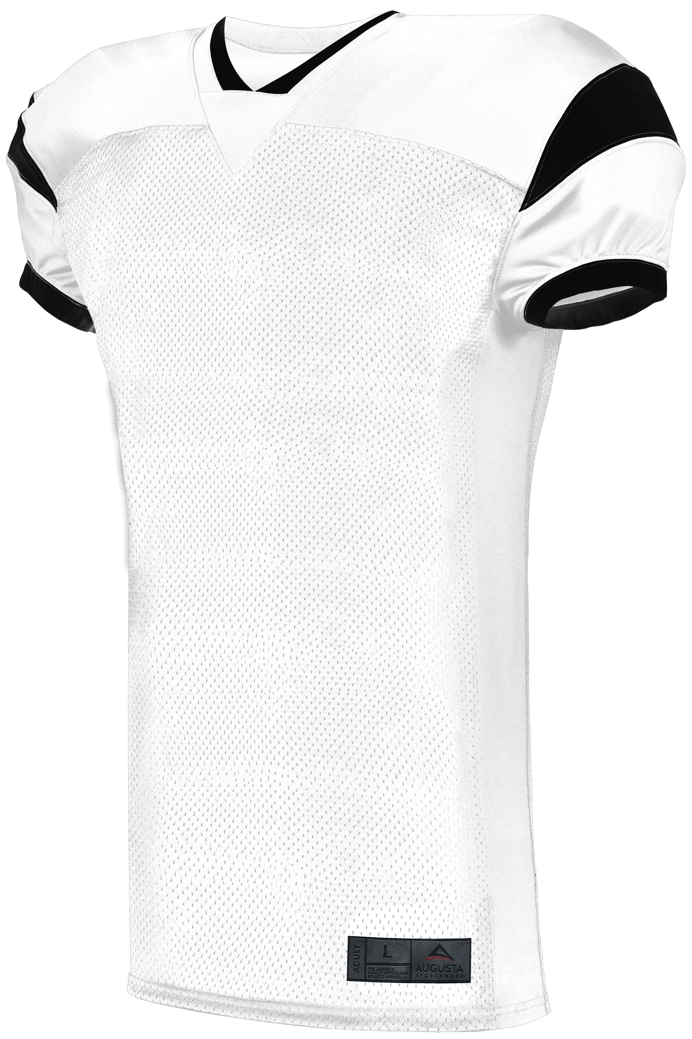 Augusta Sportswear Youth Slant Football Jersey in White/Black  -Part of the Youth, Youth-Jersey, Augusta-Products, Football, Shirts, All-Sports, All-Sports-1 product lines at KanaleyCreations.com