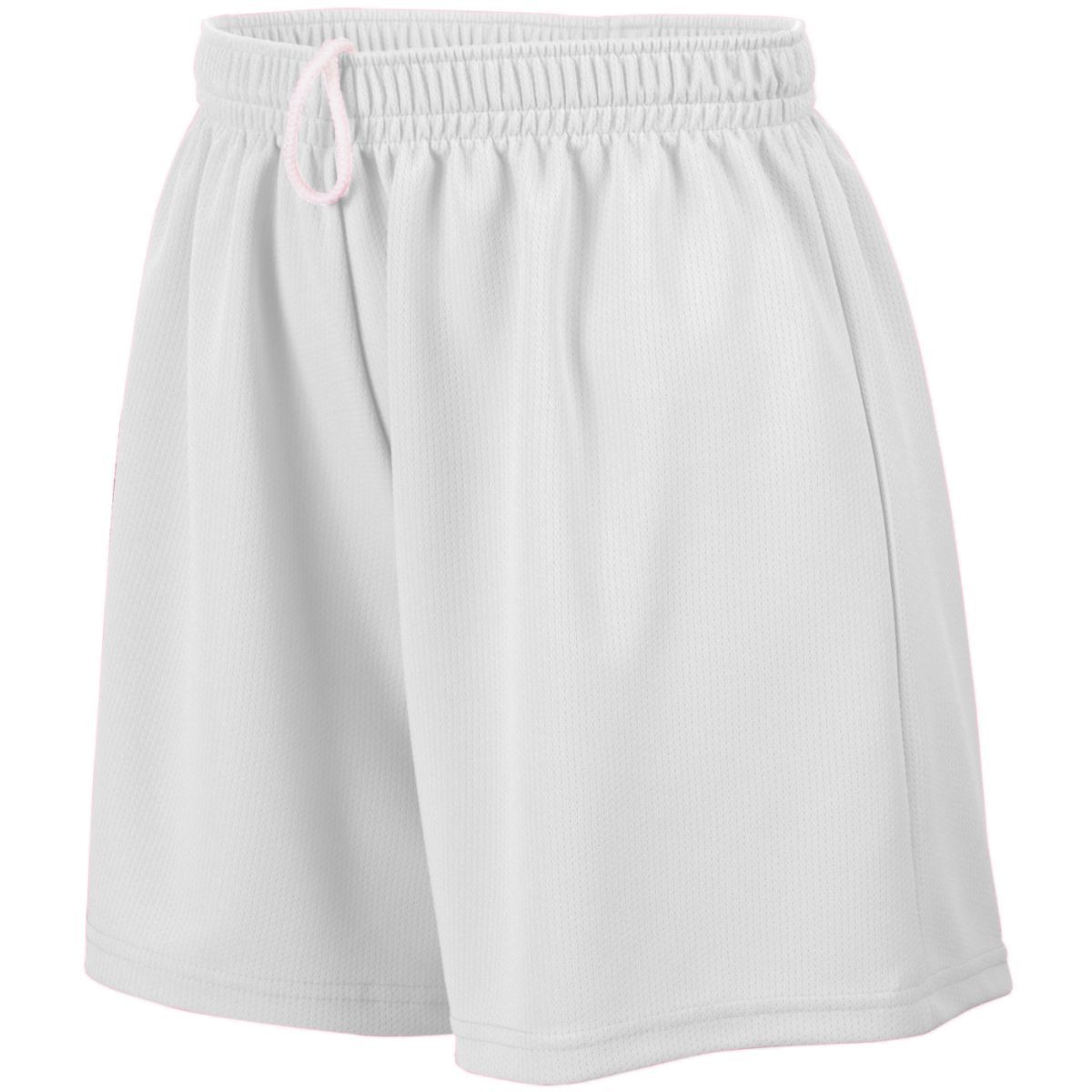 Augusta Sportswear Girls Wicking Mesh Shorts in White  -Part of the Girls, Augusta-Products, Lacrosse, Girls-Shorts, All-Sports, All-Sports-1 product lines at KanaleyCreations.com