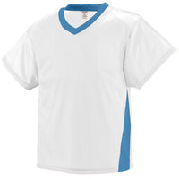 Augusta Sportswear Youth High Score Jersey in White/Columbia Blue  -Part of the Youth, Youth-Jersey, Augusta-Products, Lacrosse, Shirts, All-Sports, All-Sports-1 product lines at KanaleyCreations.com