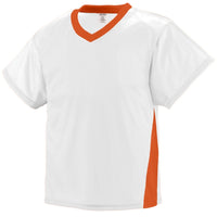 Augusta Sportswear Youth High Score Jersey in White/Orange  -Part of the Youth, Youth-Jersey, Augusta-Products, Lacrosse, Shirts, All-Sports, All-Sports-1 product lines at KanaleyCreations.com