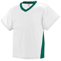 Augusta Sportswear Youth High Score Jersey in White/Dark Green  -Part of the Youth, Youth-Jersey, Augusta-Products, Lacrosse, Shirts, All-Sports, All-Sports-1 product lines at KanaleyCreations.com