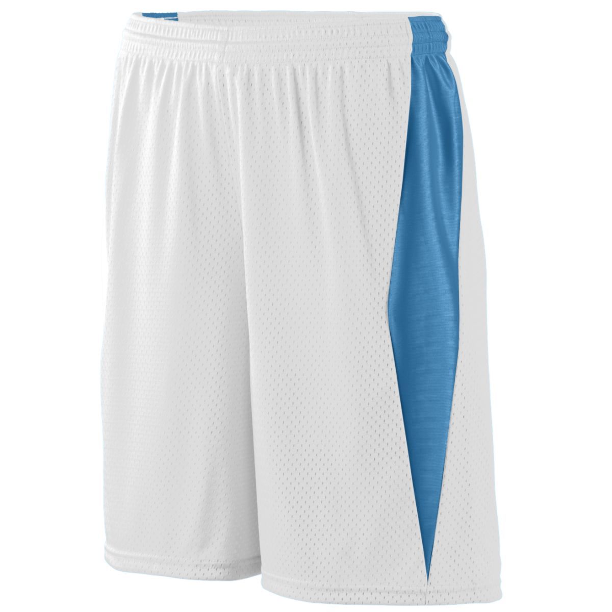 Augusta Sportswear Top Score Shorts in White/Columbia Blue  -Part of the Adult, Adult-Shorts, Augusta-Products, Lacrosse, All-Sports, All-Sports-1 product lines at KanaleyCreations.com