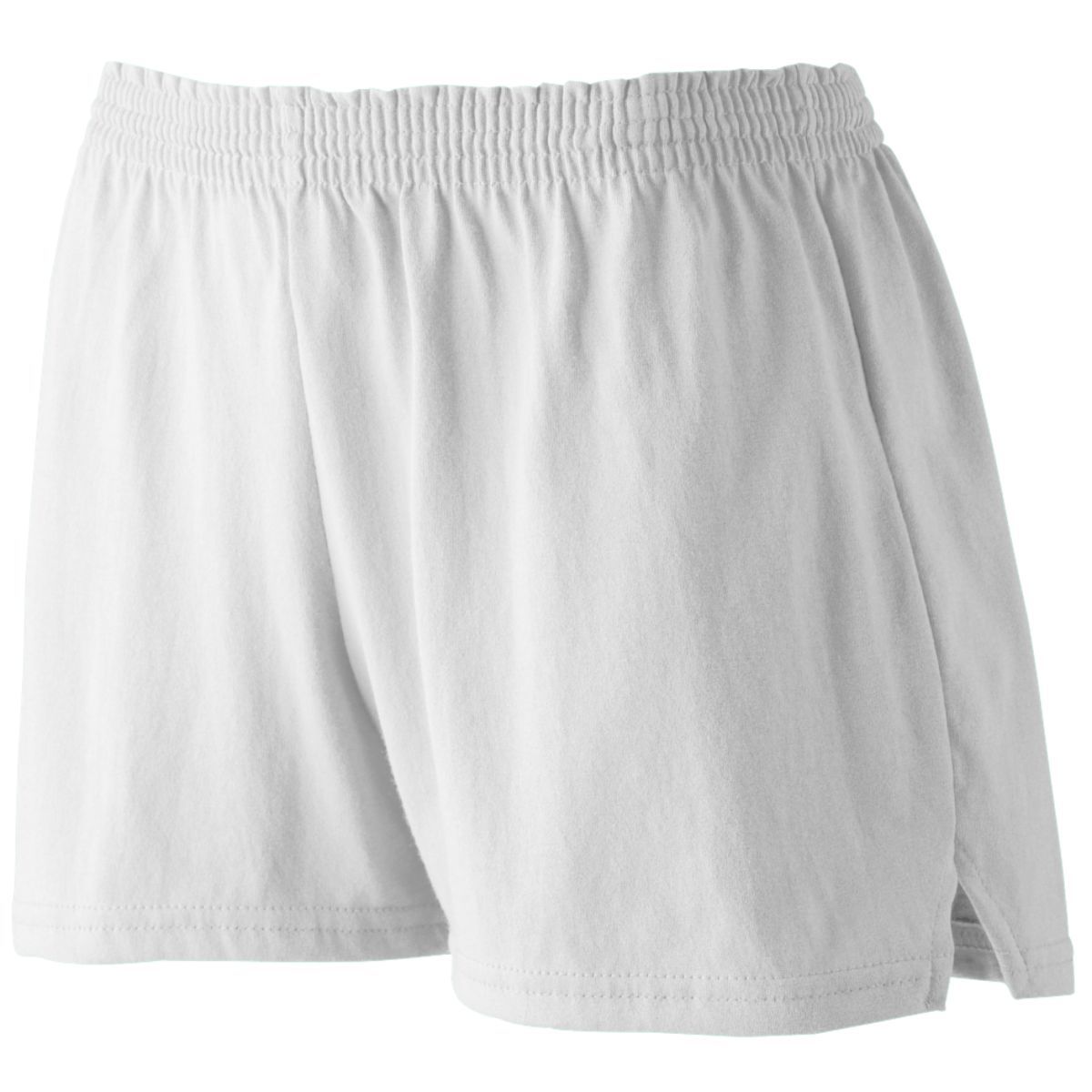 Augusta Sportswear Ladies Junior Fit Jersey Shorts in White  -Part of the Ladies, Ladies-Shorts, Augusta-Products product lines at KanaleyCreations.com