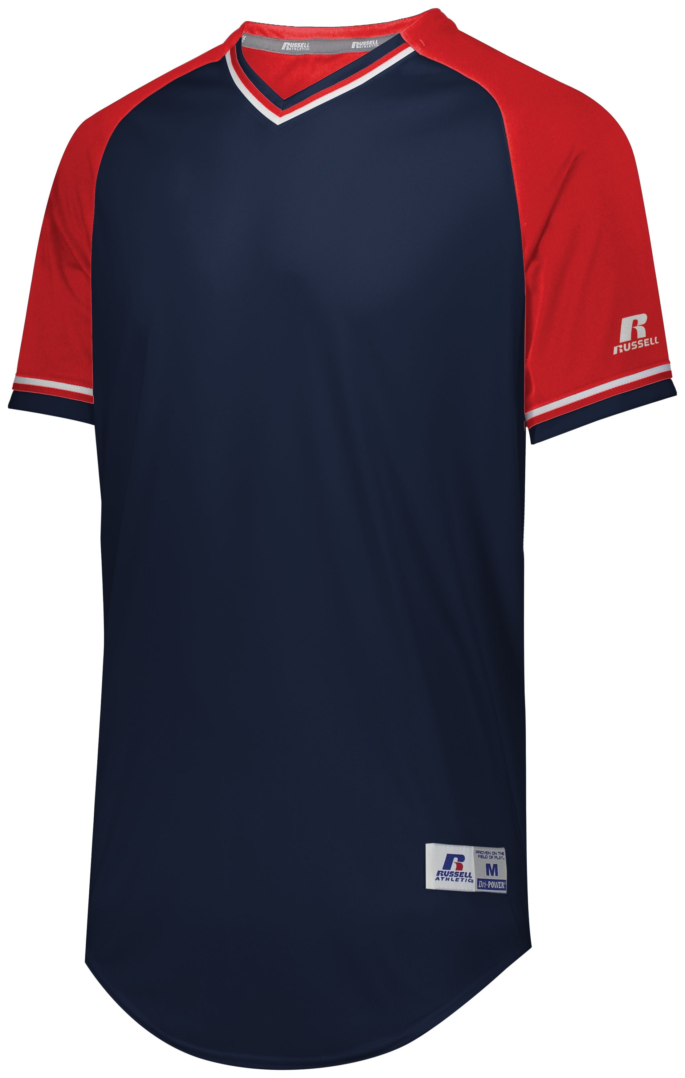 Russell Athletic Youth Classic V-Neck Jersey in Navy/True Red/White  -Part of the Youth, Youth-Jersey, Baseball, Russell-Athletic-Products, Shirts, All-Sports, All-Sports-1 product lines at KanaleyCreations.com