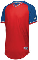 Russell Athletic Classic V-Neck Jersey in True Red/Royal/White  -Part of the Adult, Adult-Jersey, Baseball, Russell-Athletic-Products, Shirts, All-Sports, All-Sports-1 product lines at KanaleyCreations.com