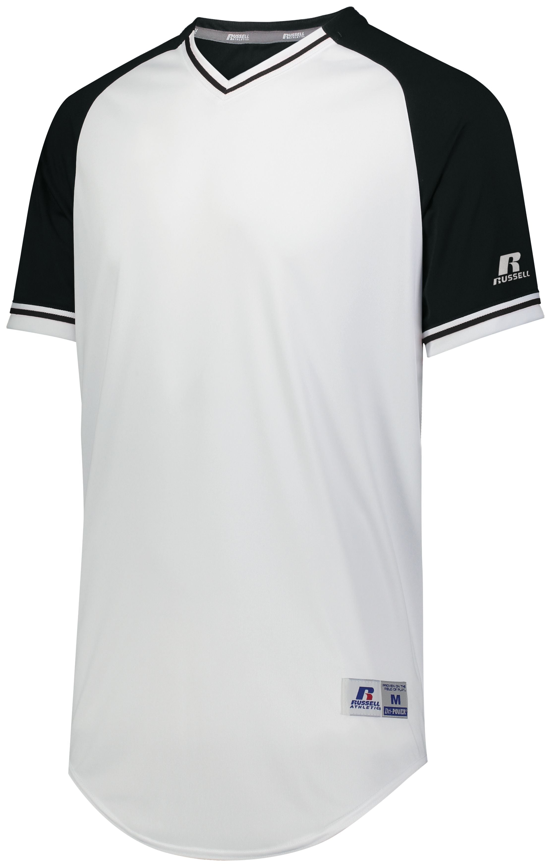 Russell Athletic Youth Classic V-Neck Jersey in White/Black/White  -Part of the Youth, Youth-Jersey, Baseball, Russell-Athletic-Products, Shirts, All-Sports, All-Sports-1 product lines at KanaleyCreations.com
