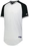 Russell Athletic Classic V-Neck Jersey in White/Black/White  -Part of the Adult, Adult-Jersey, Baseball, Russell-Athletic-Products, Shirts, All-Sports, All-Sports-1 product lines at KanaleyCreations.com