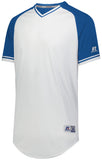 Russell Athletic Classic V-Neck Jersey in White/Royal/White  -Part of the Adult, Adult-Jersey, Baseball, Russell-Athletic-Products, Shirts, All-Sports, All-Sports-1 product lines at KanaleyCreations.com