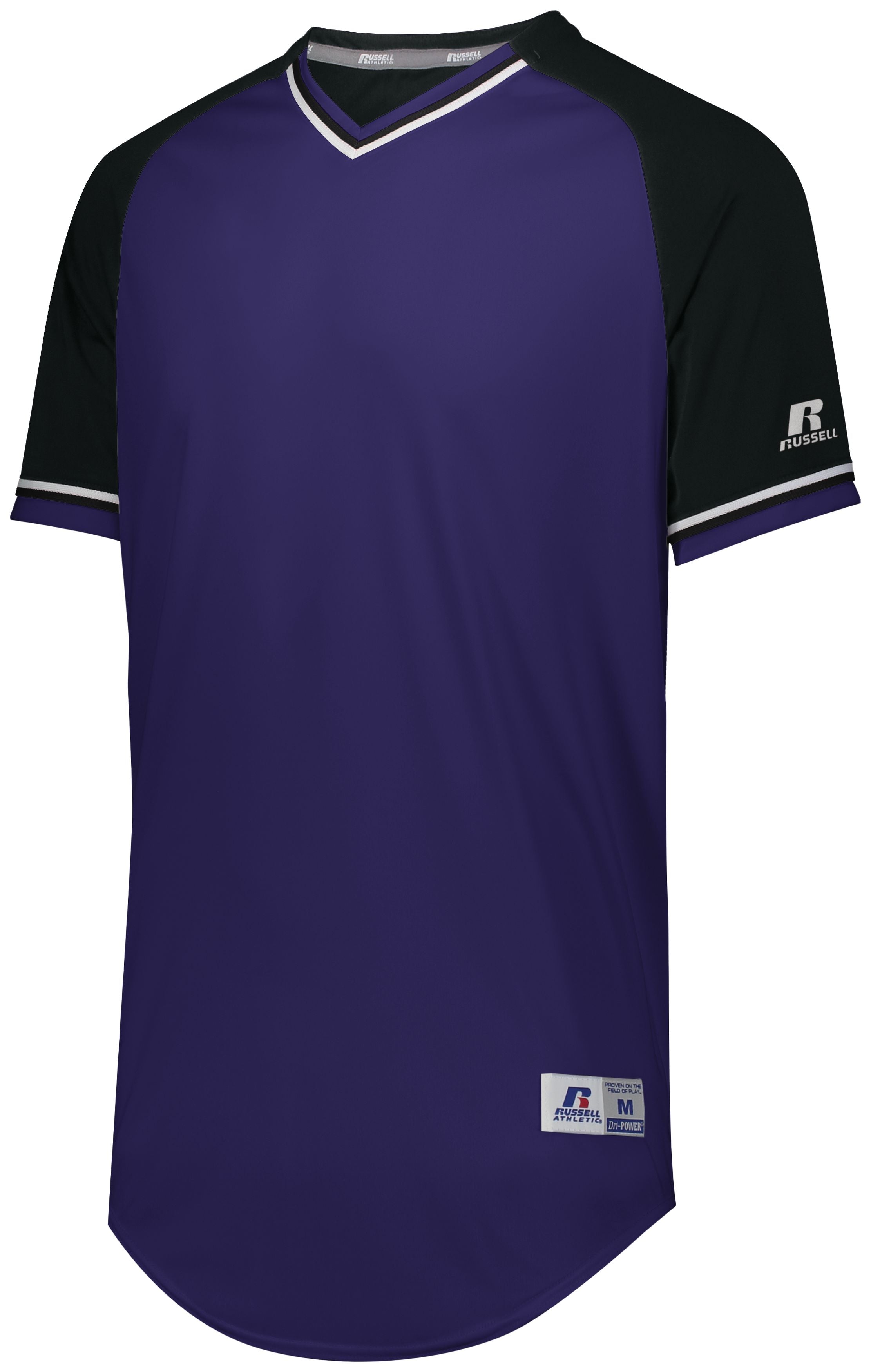 Russell Athletic Youth Classic V-Neck Jersey in Purple/Black/White  -Part of the Youth, Youth-Jersey, Baseball, Russell-Athletic-Products, Shirts, All-Sports, All-Sports-1 product lines at KanaleyCreations.com