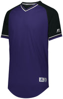 Russell Athletic Classic V-Neck Jersey in Purple/Black/White  -Part of the Adult, Adult-Jersey, Baseball, Russell-Athletic-Products, Shirts, All-Sports, All-Sports-1 product lines at KanaleyCreations.com