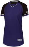 Russell Athletic Ladies Classic V-Neck Jersey in Purple/Black/White  -Part of the Ladies, Ladies-Jersey, Softball, Russell-Athletic-Products, Shirts product lines at KanaleyCreations.com