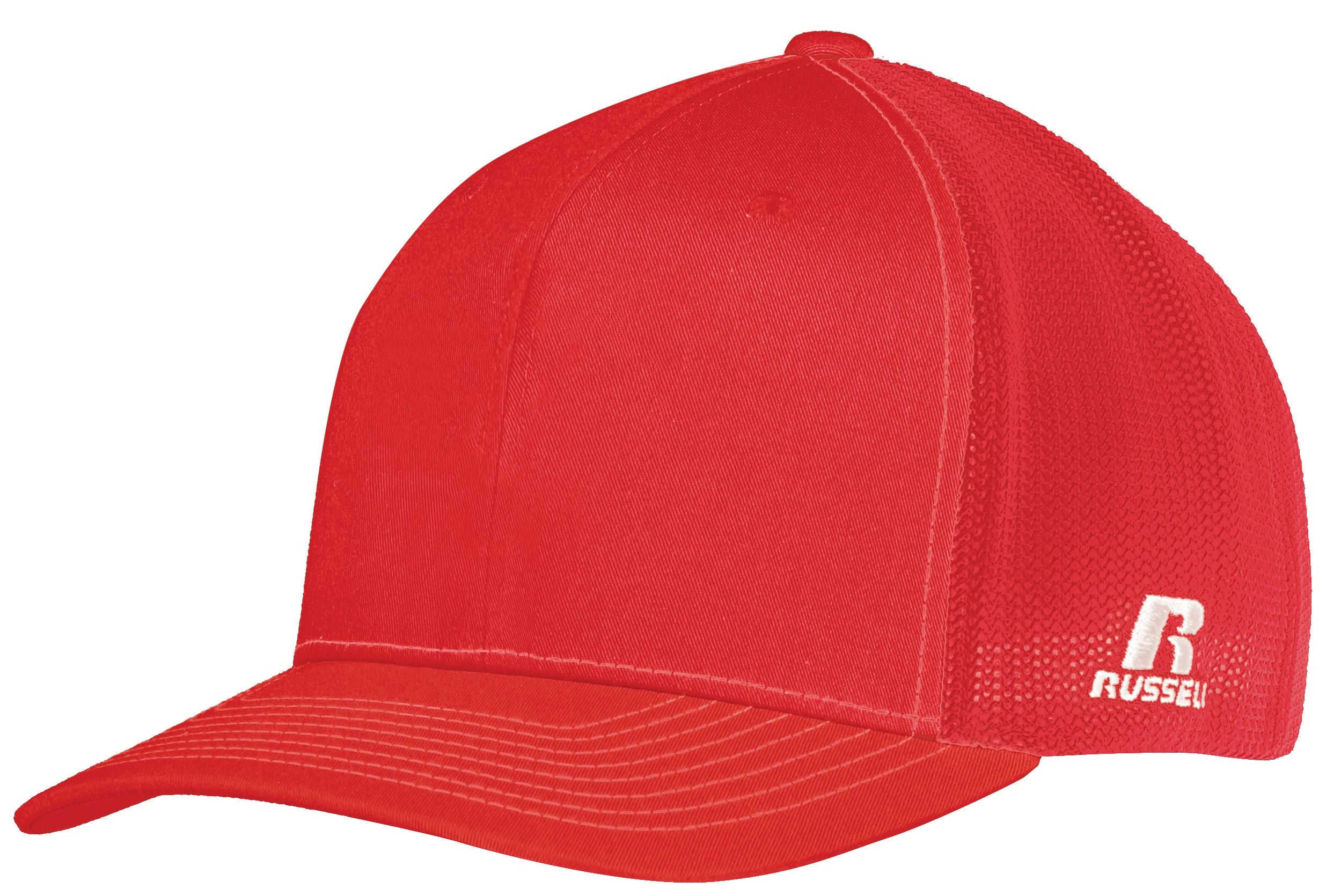 Russell Athletic Flexfit Twill Mesh Cap in True Red  -Part of the Adult, Headwear, Headwear-Cap, Russell-Athletic-Products product lines at KanaleyCreations.com
