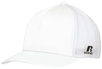 Russell Athletic Flexfit Twill Mesh Cap in White  -Part of the Adult, Headwear, Headwear-Cap, Russell-Athletic-Products product lines at KanaleyCreations.com