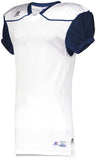 Russell Athletic Color Block Game Jersey (Away) in White/Navy  -Part of the Adult, Adult-Jersey, Football, Russell-Athletic-Products, Shirts, All-Sports, All-Sports-1 product lines at KanaleyCreations.com