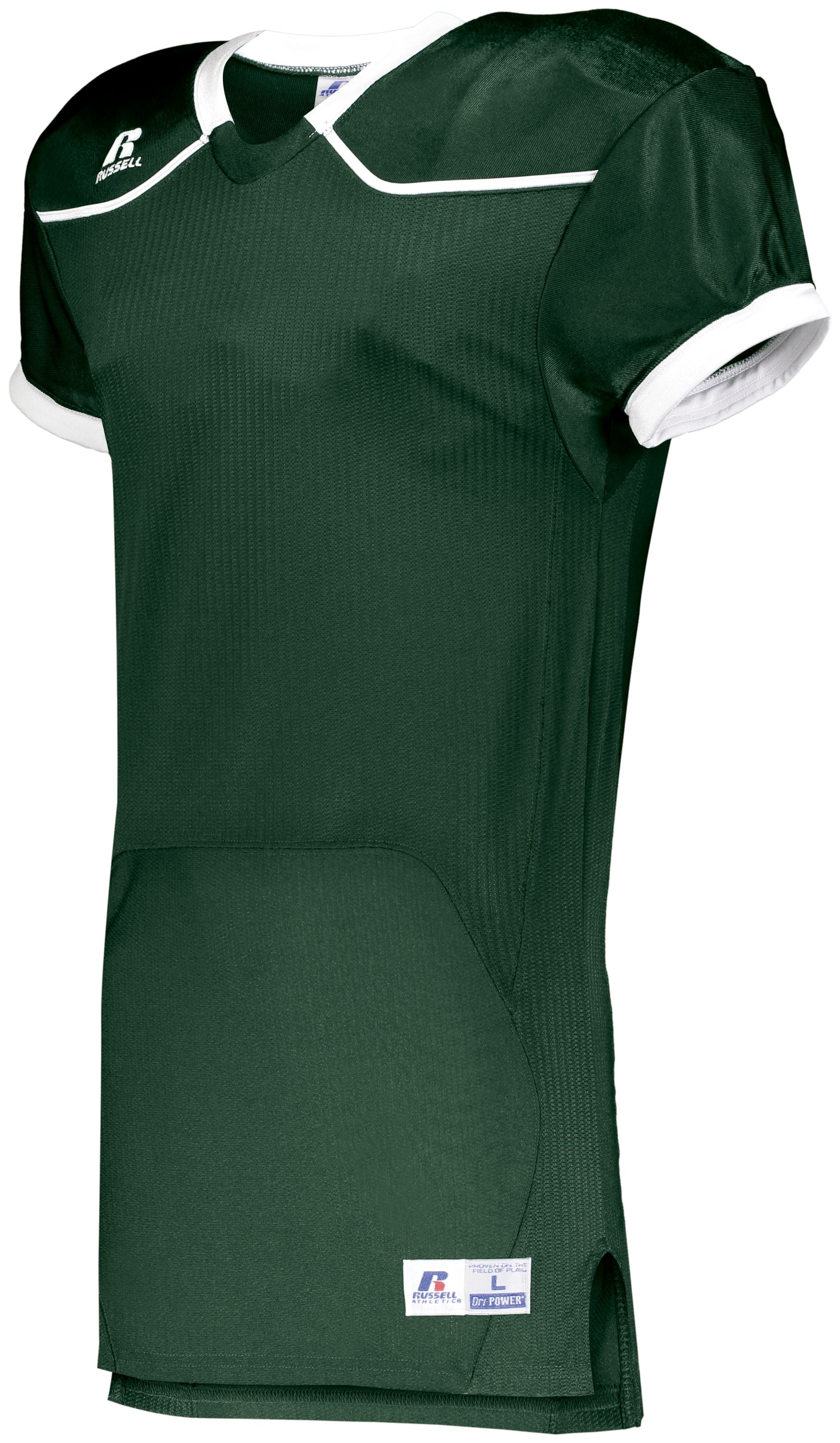 Russell Athletic Color Block Game Jersey (Home) in Dark Green/White  -Part of the Adult, Adult-Jersey, Football, Russell-Athletic-Products, Shirts, All-Sports, All-Sports-1 product lines at KanaleyCreations.com