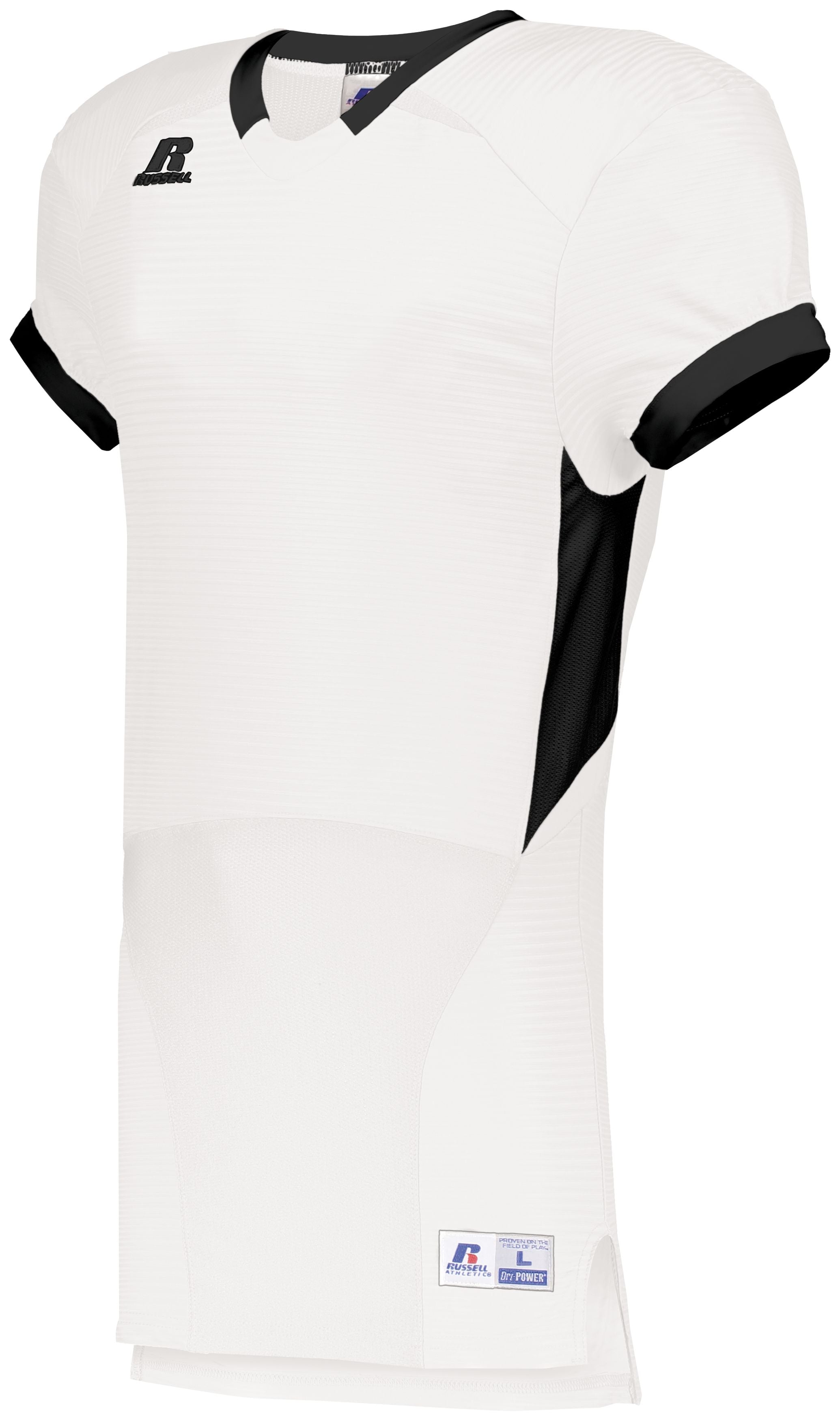 Russell Athletic Color Block Game Jersey in White/Black  -Part of the Adult, Adult-Jersey, Football, Russell-Athletic-Products, Shirts, All-Sports, All-Sports-1 product lines at KanaleyCreations.com