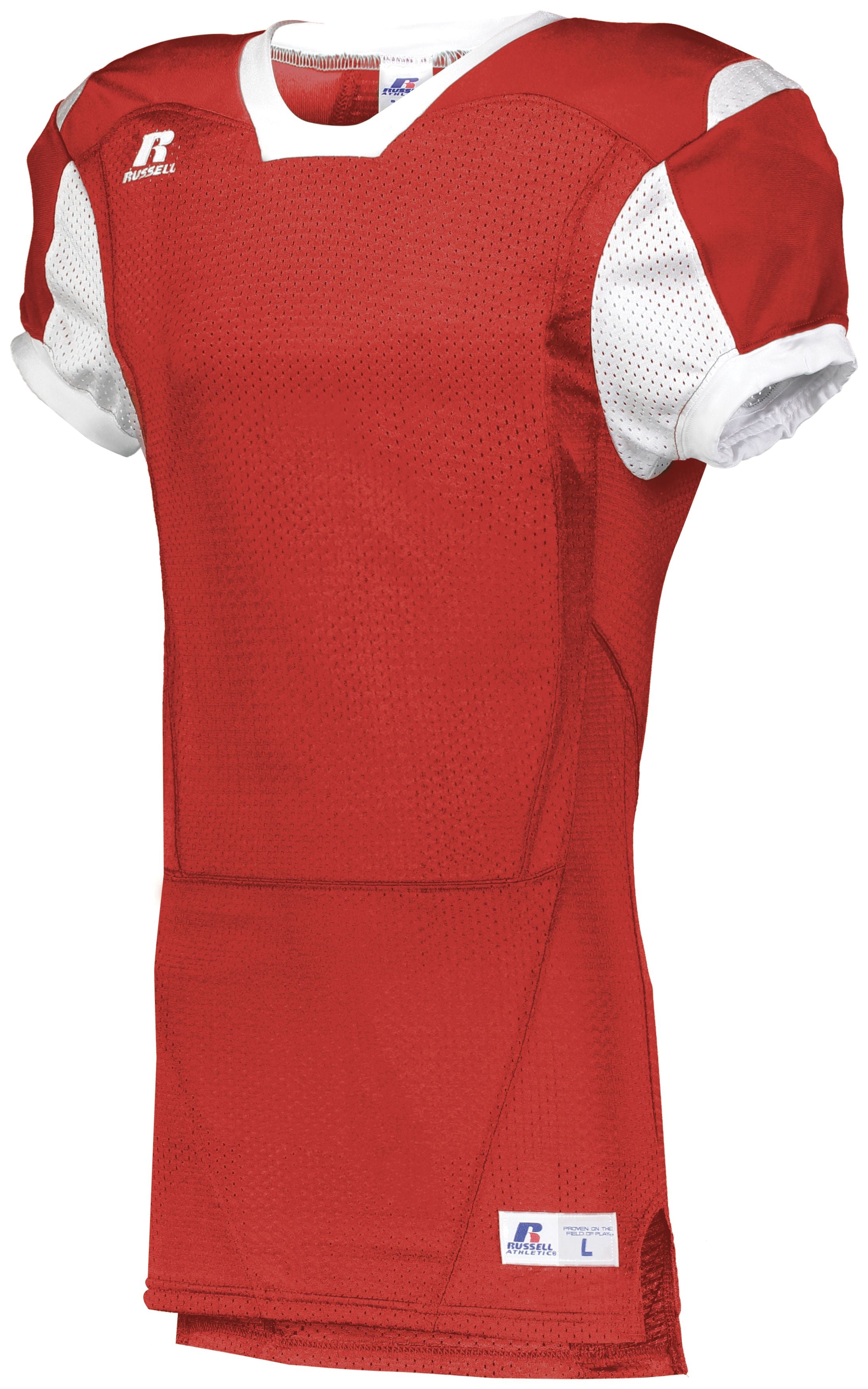 Russell Athletic Color Block Game Jersey in True Red/White  -Part of the Adult, Adult-Jersey, Football, Russell-Athletic-Products, Shirts, All-Sports, All-Sports-1 product lines at KanaleyCreations.com