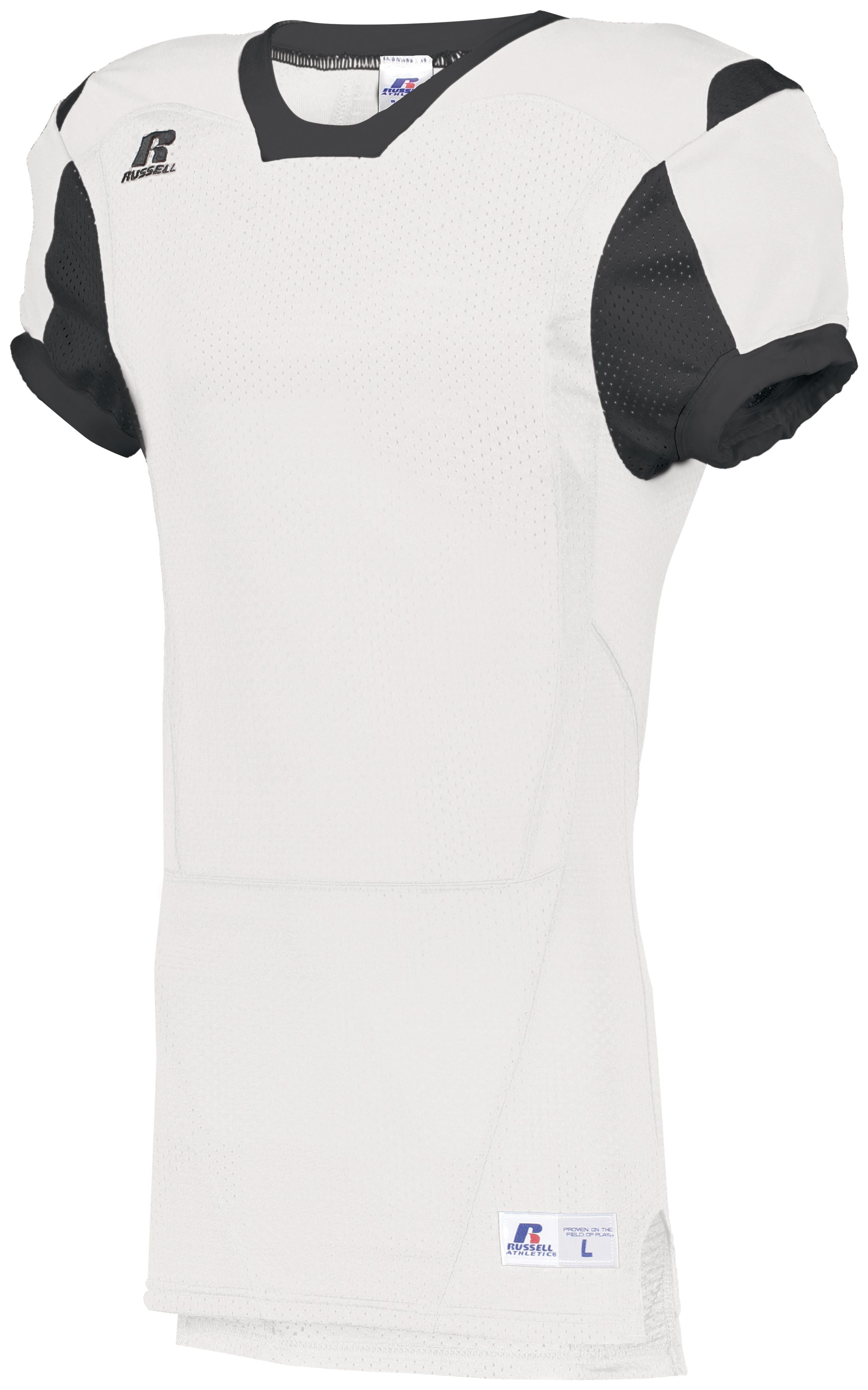 Russell Athletic Youth Color Block Game Jersey in White/Black  -Part of the Youth, Youth-Jersey, Football, Russell-Athletic-Products, Shirts, All-Sports, All-Sports-1 product lines at KanaleyCreations.com