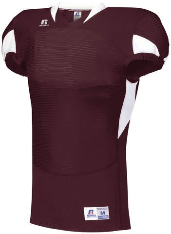 Russell Athletic Waist Length Football Jersey in Maroon/White  -Part of the Adult, Adult-Jersey, Football, Russell-Athletic-Products, Shirts, All-Sports, All-Sports-1 product lines at KanaleyCreations.com