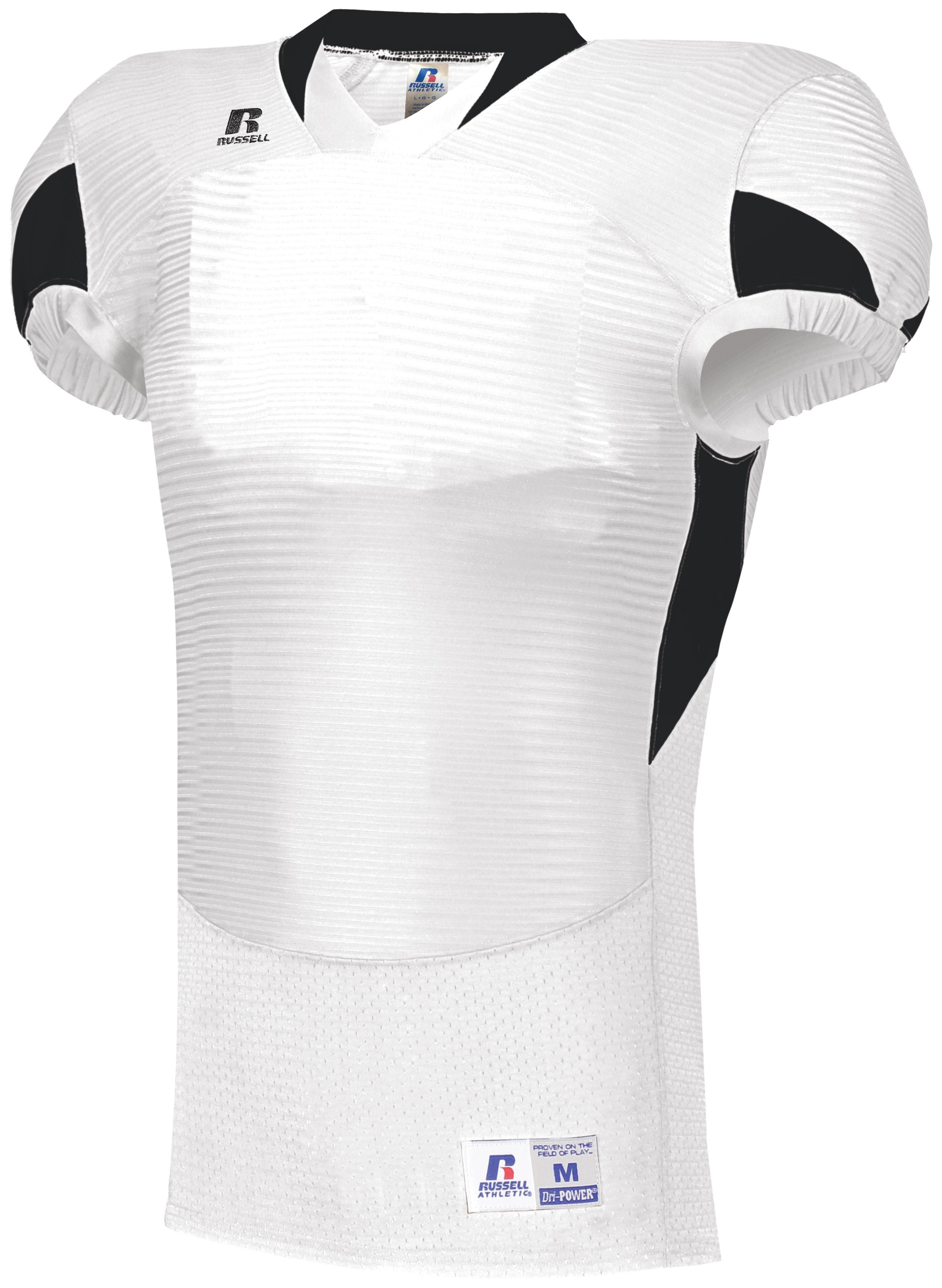 Russell Athletic Waist Length Football Jersey in White/Black  -Part of the Adult, Adult-Jersey, Football, Russell-Athletic-Products, Shirts, All-Sports, All-Sports-1 product lines at KanaleyCreations.com