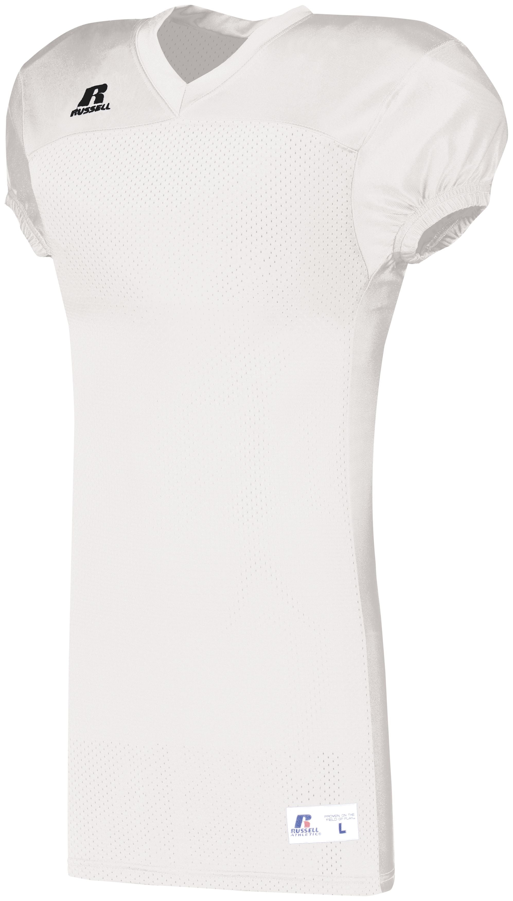 Russell Athletic Solid Jersey With Side Inserts in White  -Part of the Adult, Adult-Jersey, Football, Russell-Athletic-Products, Shirts, All-Sports, All-Sports-1 product lines at KanaleyCreations.com